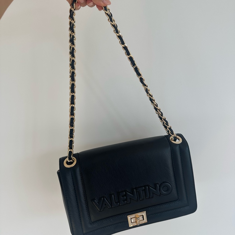 Valentino Beatriz Embossed Leather Shoulder Bag